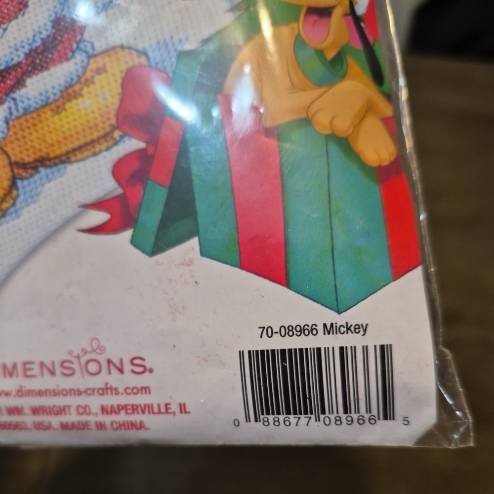 Disney Mickey Mouse Christmas Stocking Cross Stitch Kit 10" Long Finished NEW - Picture 3 of 3